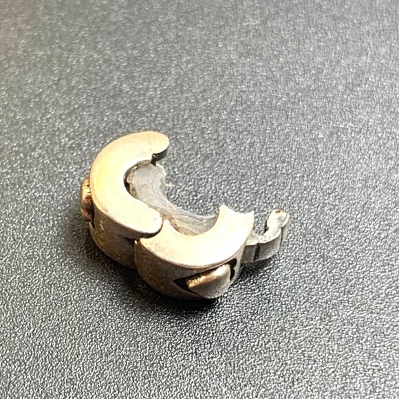 Sterling Silver 925 Double Heart Hinged Slide Charm Rubber Grip Inside 0.25" - Picture 5 of 9